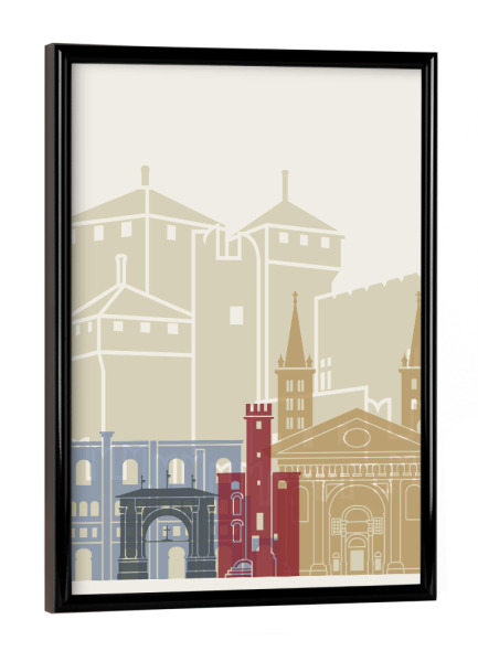 Poster mit schwarzem Rahmen "Aosta skyline" artboxONE - Städte,Architektur