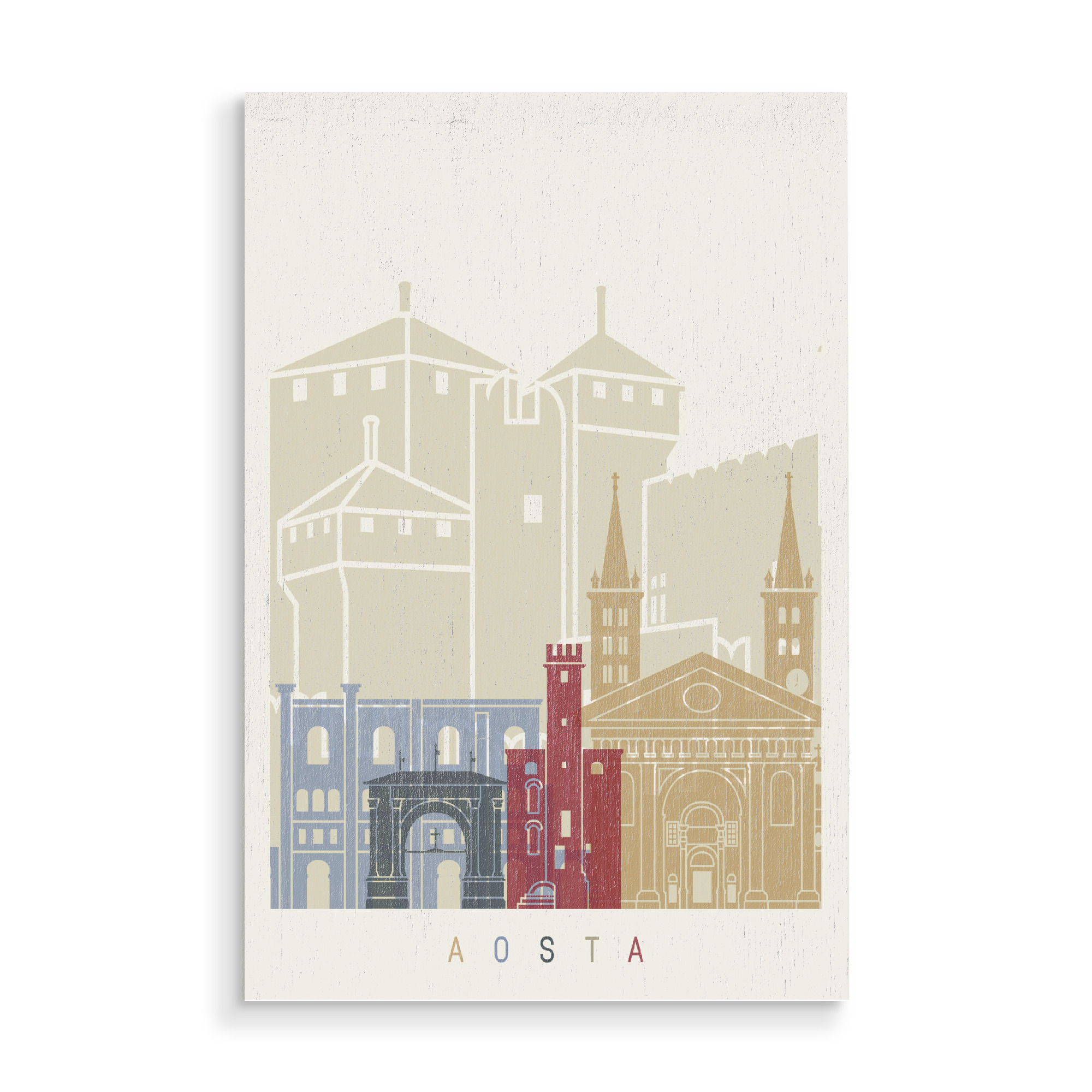 Holzbild "Aosta skyline" artboxONE - Städte,Architektur
