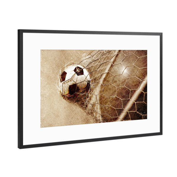 Poster mit Rahmen Schwarz (Metallic) "Soccer ball illustration sport art" artboxONE - Sport,Sport / Fußball,Sport / Sommerspiele