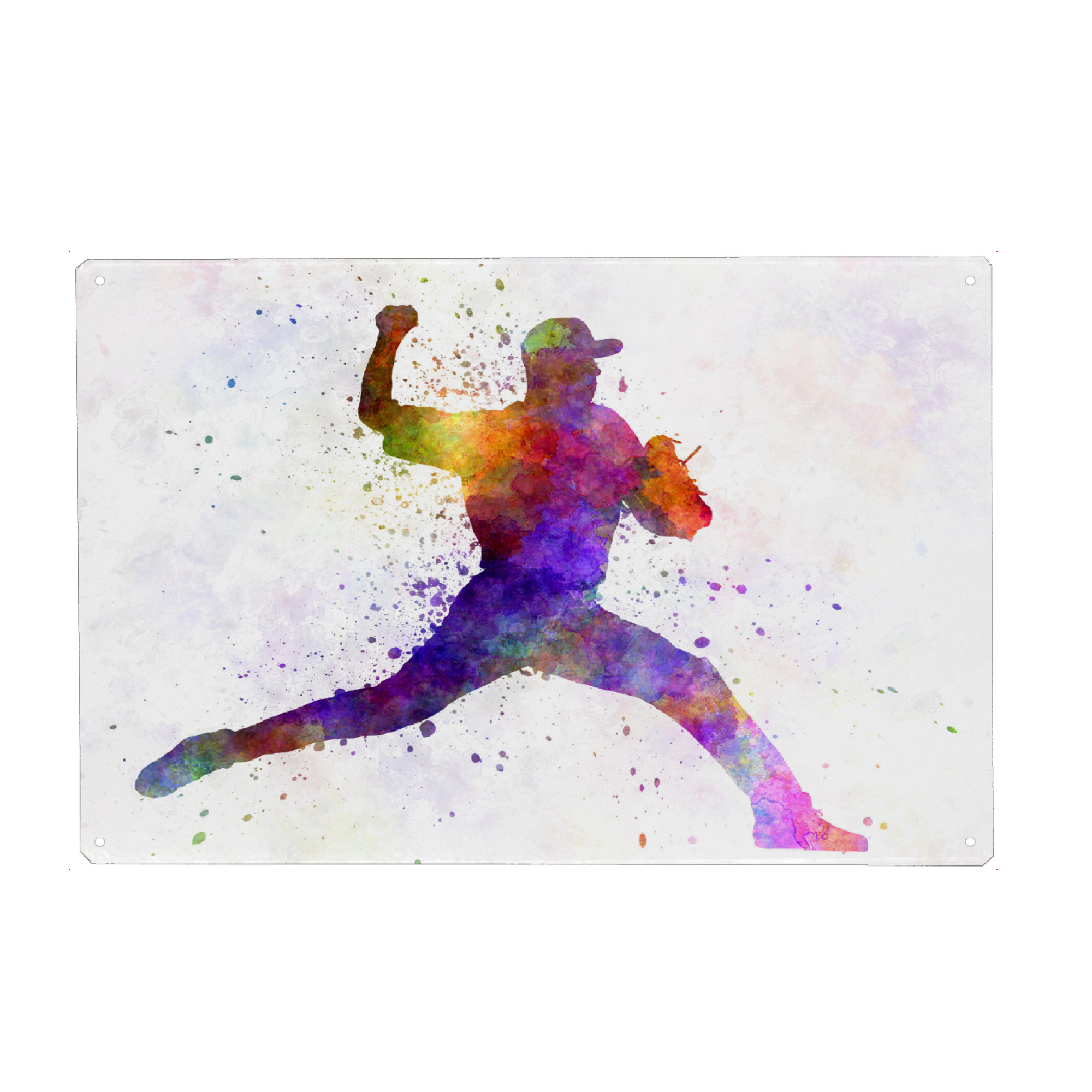 Metall Poster "Baseball player throwing a ball" artboxONE - Sport