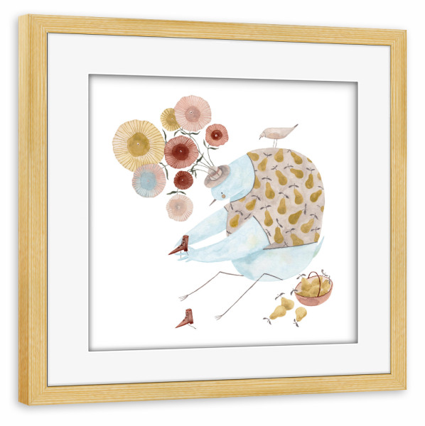 Poster mit Rahmen kiefer "Voglhuber - Schuhe und Birnen" artboxONE - Natur,Floral,Für Kinder,Tiere,Essen & Trinken / Obst & Gemüse