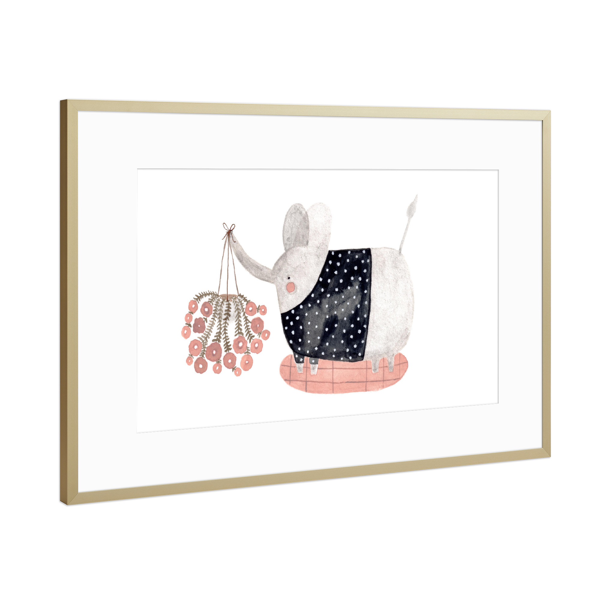 Poster mit Rahmen Gold "Voglhuber - Kleiner Elefant" artboxONE - Natur,Floral,Für Kinder,Tiere