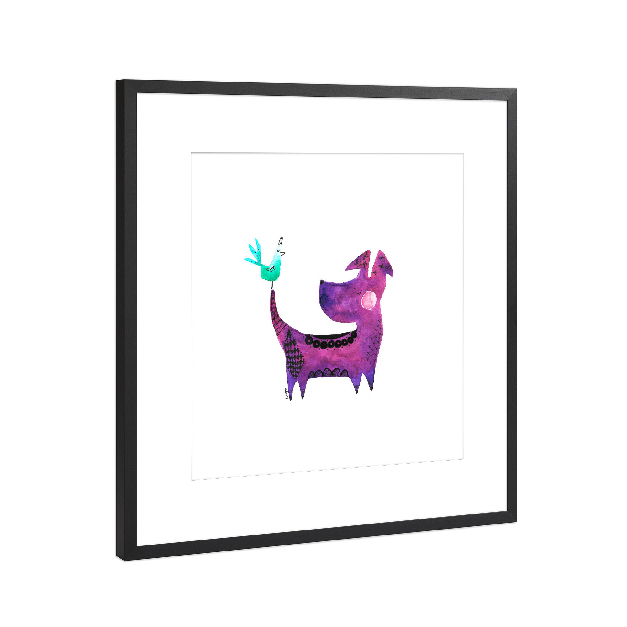 Poster mit Rahmen Schwarz (Metallic) "Bianca Peters - Spaziergang Duo" artboxONE - Für Kinder,Tiere