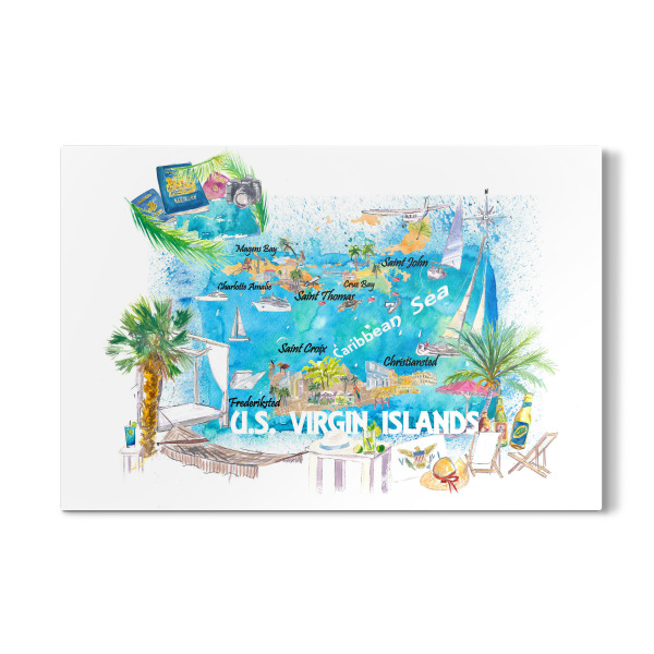 Galerie-Print "US Jungferninseln Karte" 30x20 cm artboxONE