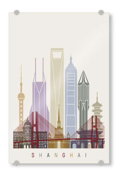 Acrylglasbild "Shanghai V2 skyline" artboxONE - Städte,Architektur