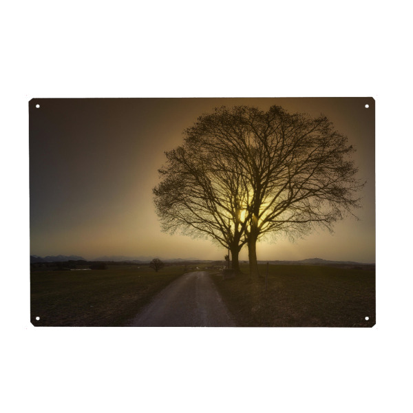 Metall Poster "Sahara-Staub" artboxONE - Natur - Saharastaub,Sahara,Staub,Nebel,Fog,Dunst,Sandstaub,Sand,Sonnenuntergang,Sunset,Milchig,Mystic