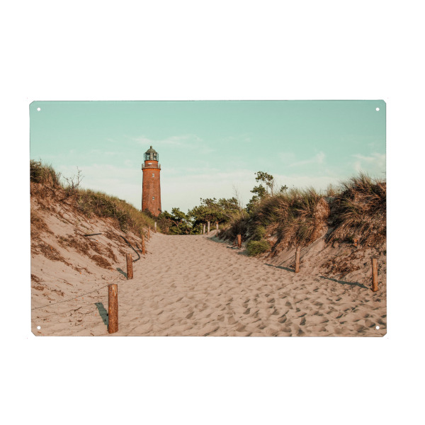 Metall Poster "Zum Leuchtturm" artboxONE - Natur,Reise,Reise / Strand und Meer