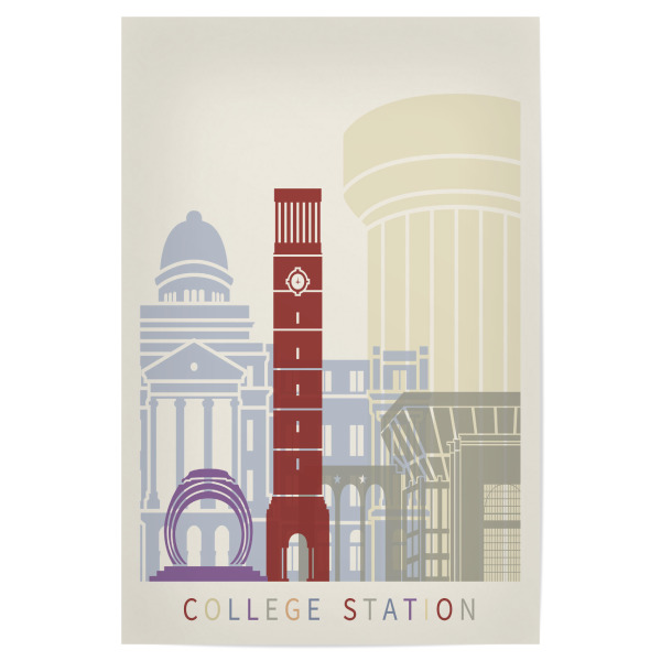 Poster 30x20 cm "COLLEGE STATION SKYLINE" artboxONE - Städte,Architektur