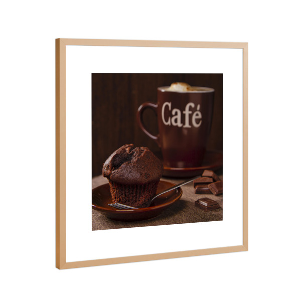 Poster mit Rahmen Kupfer "Schokoladenmuffin" artboxONE - Essen & Trinken