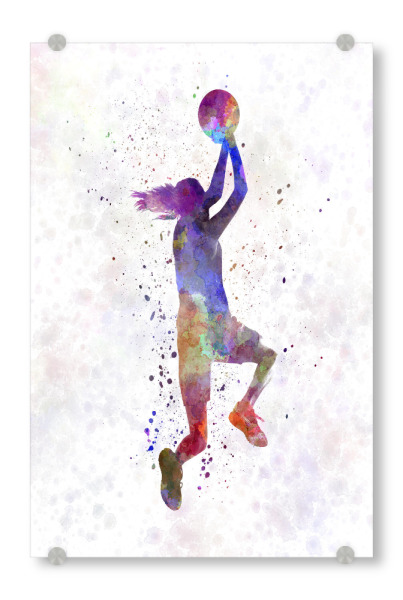 Acrylglasbild "Young woman basketball player-e" artboxONE - Sport