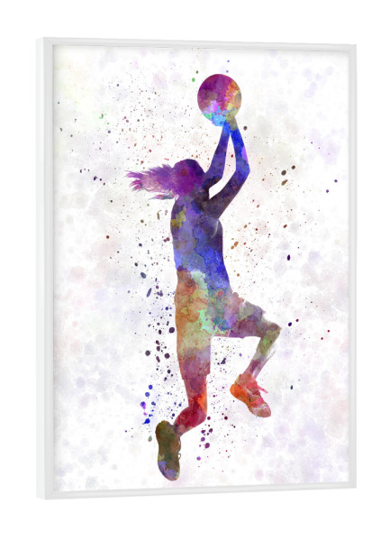 Poster mit weißem Rahmen "Young woman basketball player-e" artboxONE - Sport