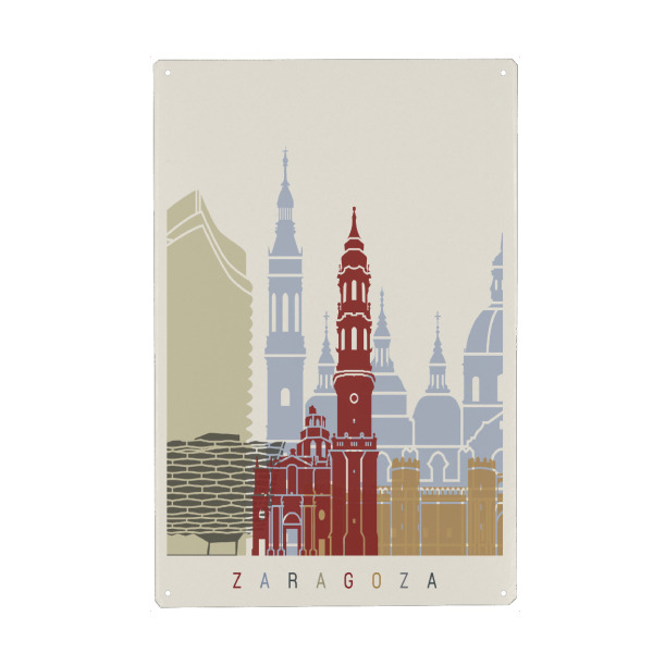 Metall Poster "Zaragoza skyline" artboxONE - Städte,Architektur