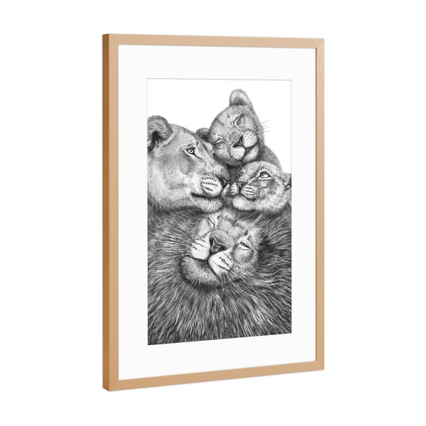 Poster mit Rahmen Kupfer "Family of lions" artboxONE - Tiere,Liebe,Für Mama,Für Papa,Lustig