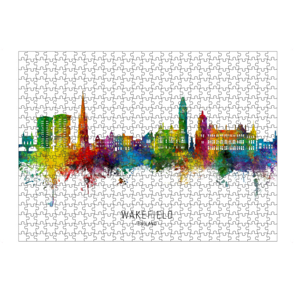 Puzzle Ravensburger "Wakefield England Skyline txt" artboxONE - Städte