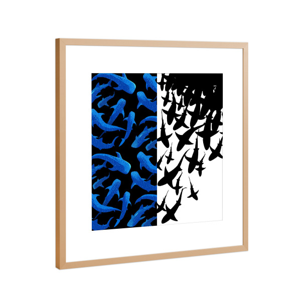 Poster mit Rahmen Kupfer "Double image of sharks" artboxONE - Für Kinder,Tiere
