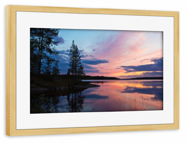 Poster mit Rahmen kiefer "Bunter Sonnenuntergang am See" artboxONE - Natur,Reise,Reise / Länder
