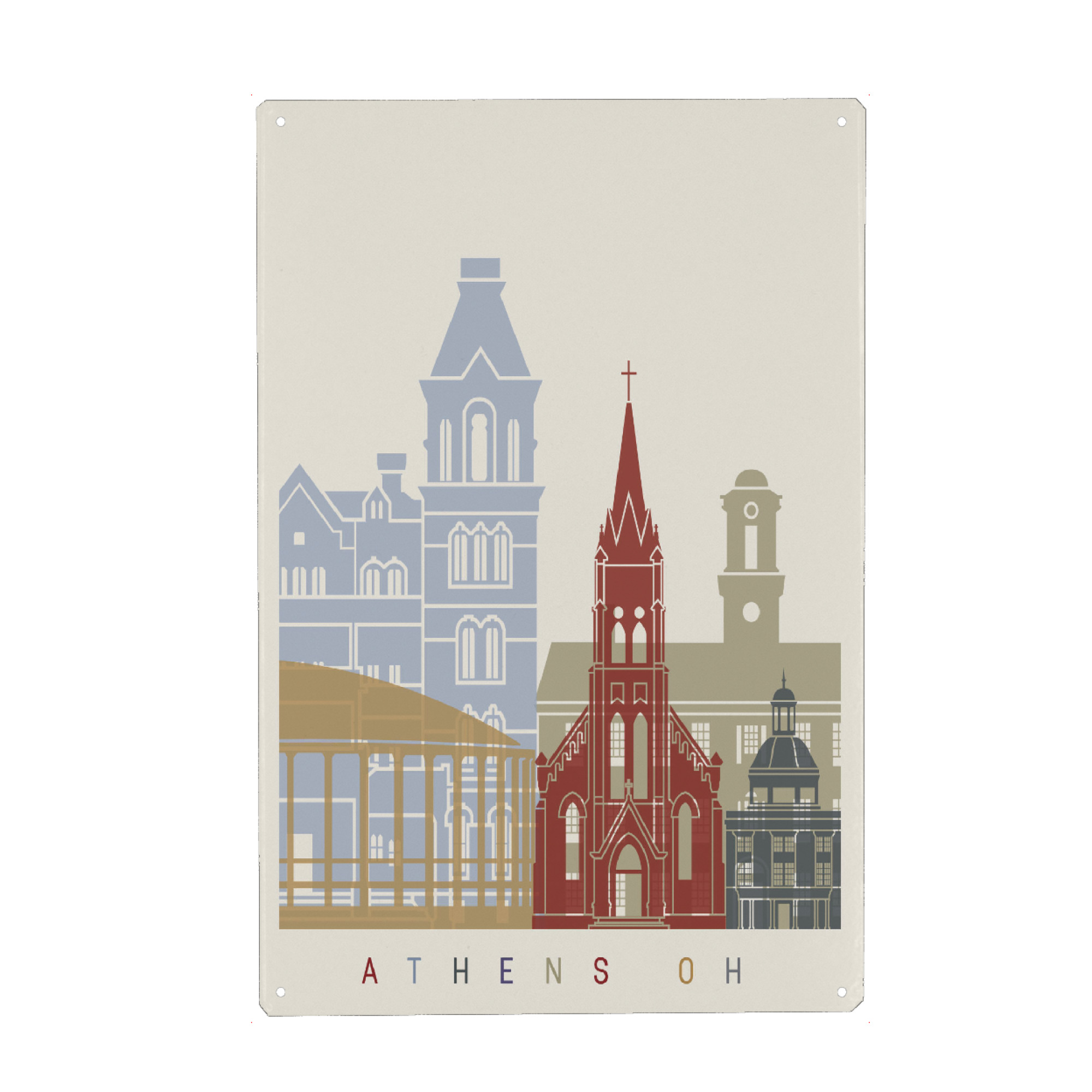 Metall Poster "Athens Ohio skyline" artboxONE - Städte,Architektur