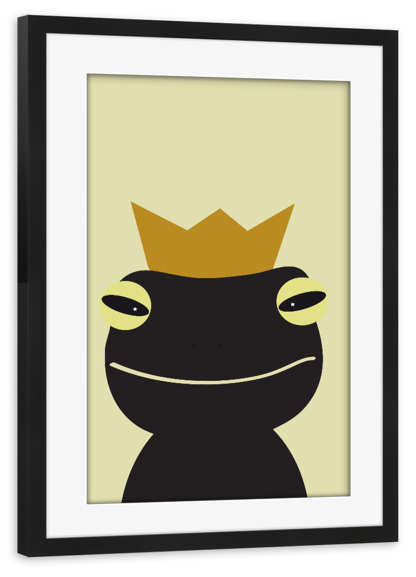 Poster mit Rahmen schwarz "Froschkönig Tierportrait Frosch" artboxONE - Für Kinder,Tiere,Lustig