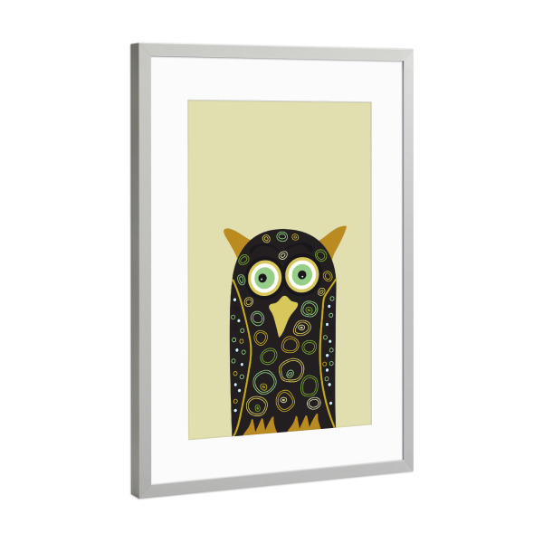 Poster mit Rahmen Silber "Eule Tierpotrait" artboxONE - Für Kinder,Tiere