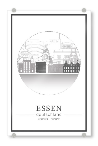 Acrylglasbild "Essen skyline line art circle" artboxONE - Städte,Reise,Architektur,Kartografie