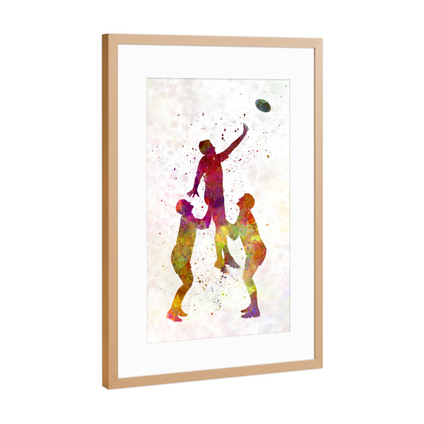 Poster mit Rahmen Kupfer "Rugby man player-g" artboxONE - Sport