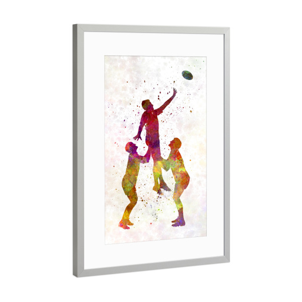 Poster mit Rahmen Silber "Rugby man player-g" artboxONE - Sport