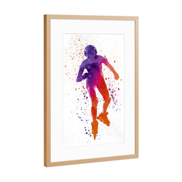 Poster mit Rahmen Kupfer "Woman in roller skates" artboxONE - Sport