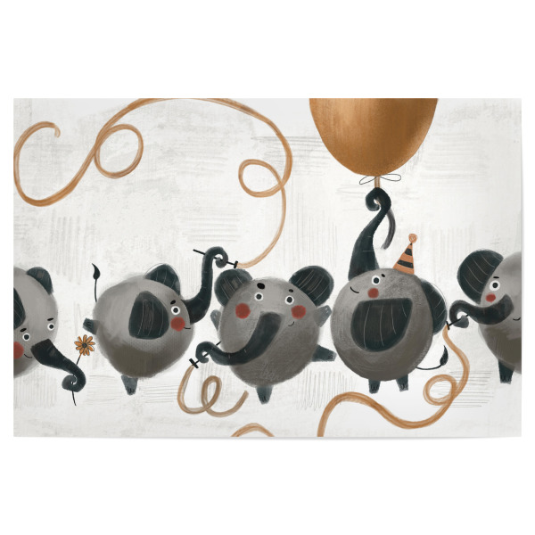 Poster "Nelli Suneli - Elefantenparty" artboxONE - Für Kinder,Tiere,Comic,Lustig