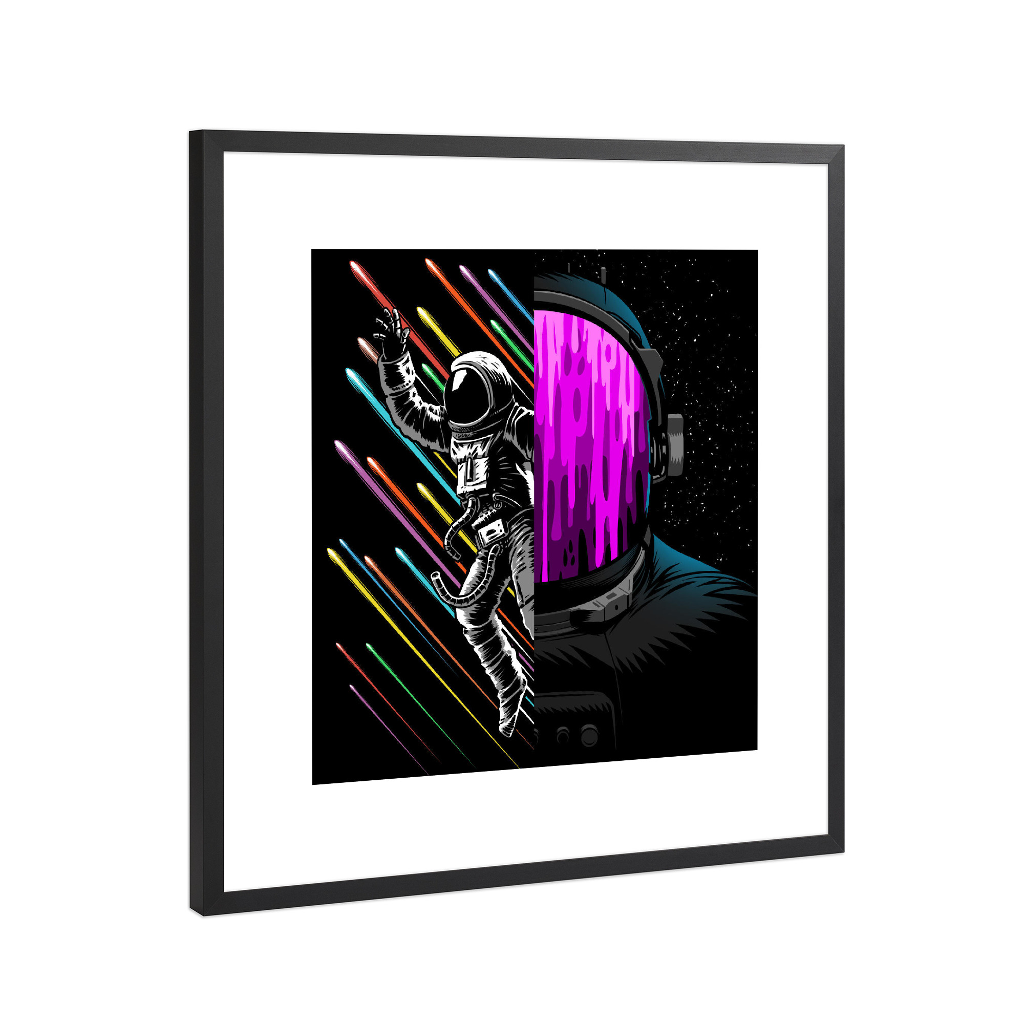 Poster mit Rahmen Schwarz (Metallic) "Double galactic image astronauts" artboxONE - Fiktion,Galaxy