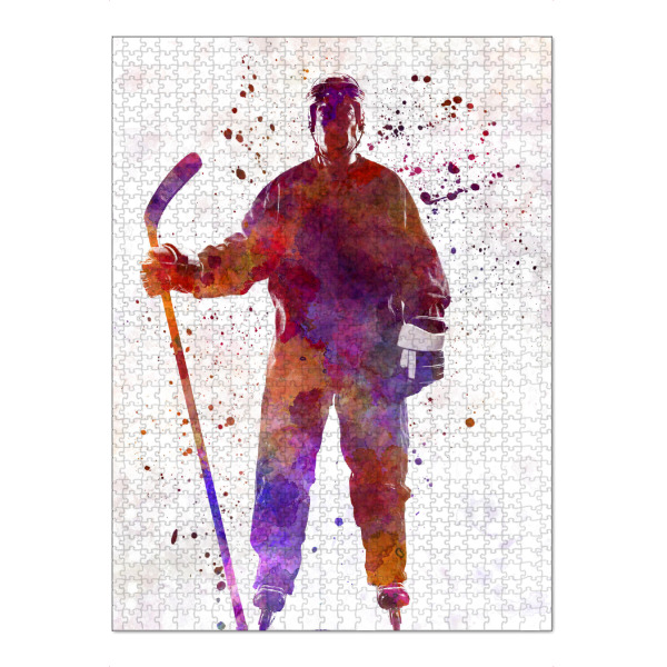 Puzzle Ravensburger "Hockey man player in watercolor" artboxONE - Sport