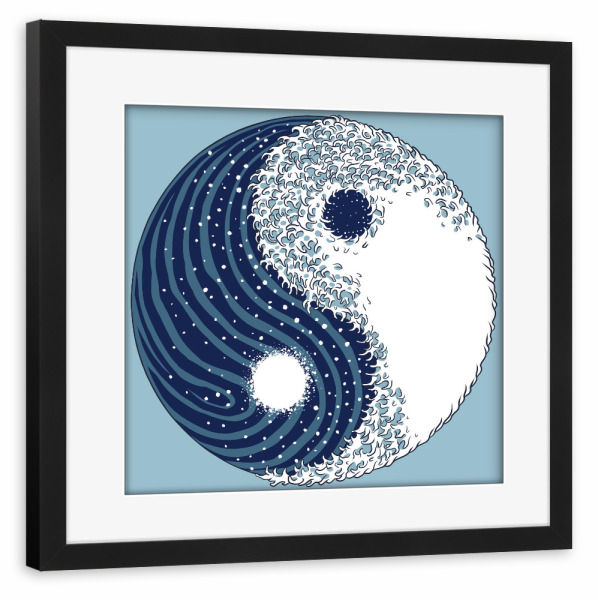Poster mit Rahmen schwarz "Yin yang great wave" artboxONE - Natur,Städte / Tokio