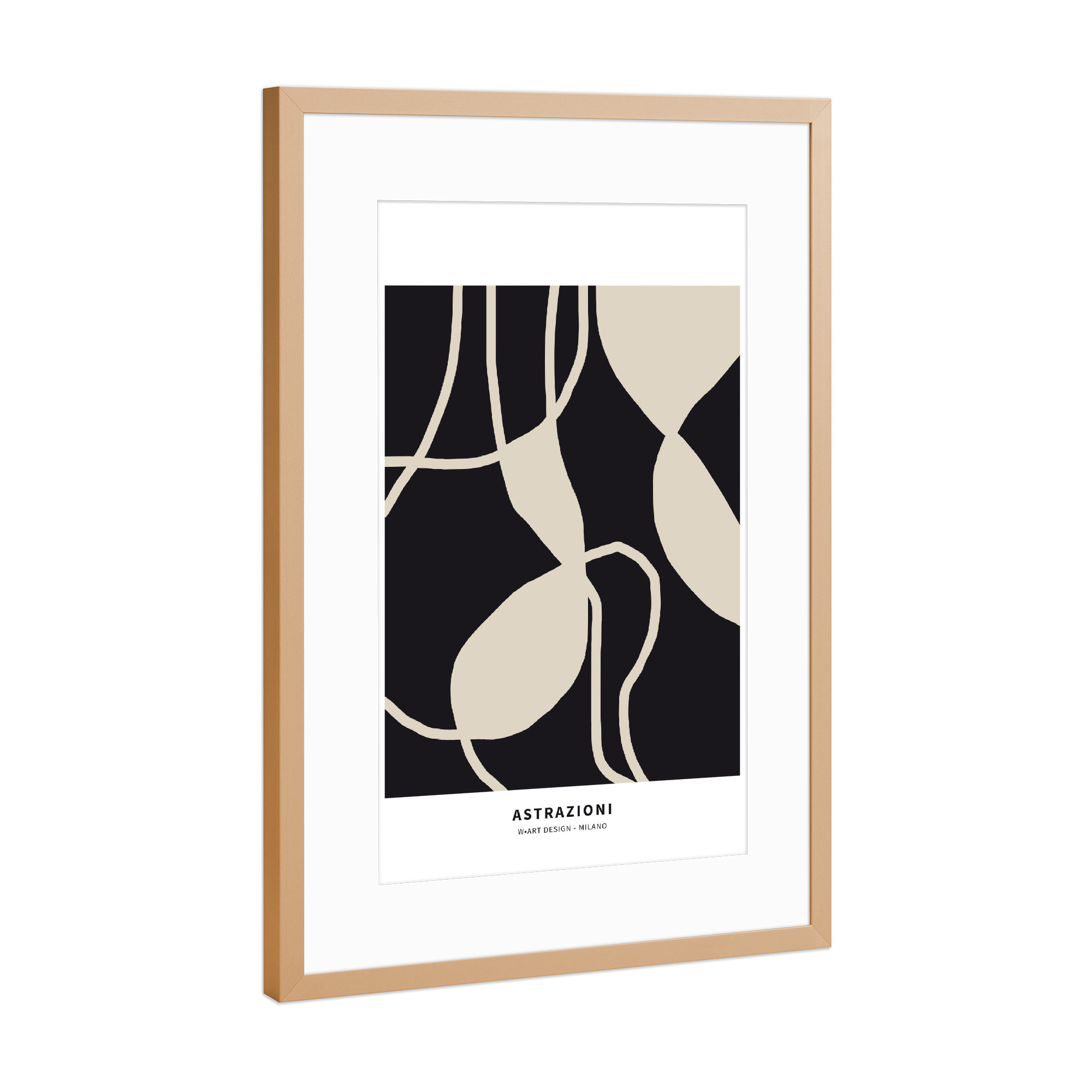 Poster mit Rahmen Kupfer "BLACK ABSTRACTION OF LINES" artboxONE - Abstrakt