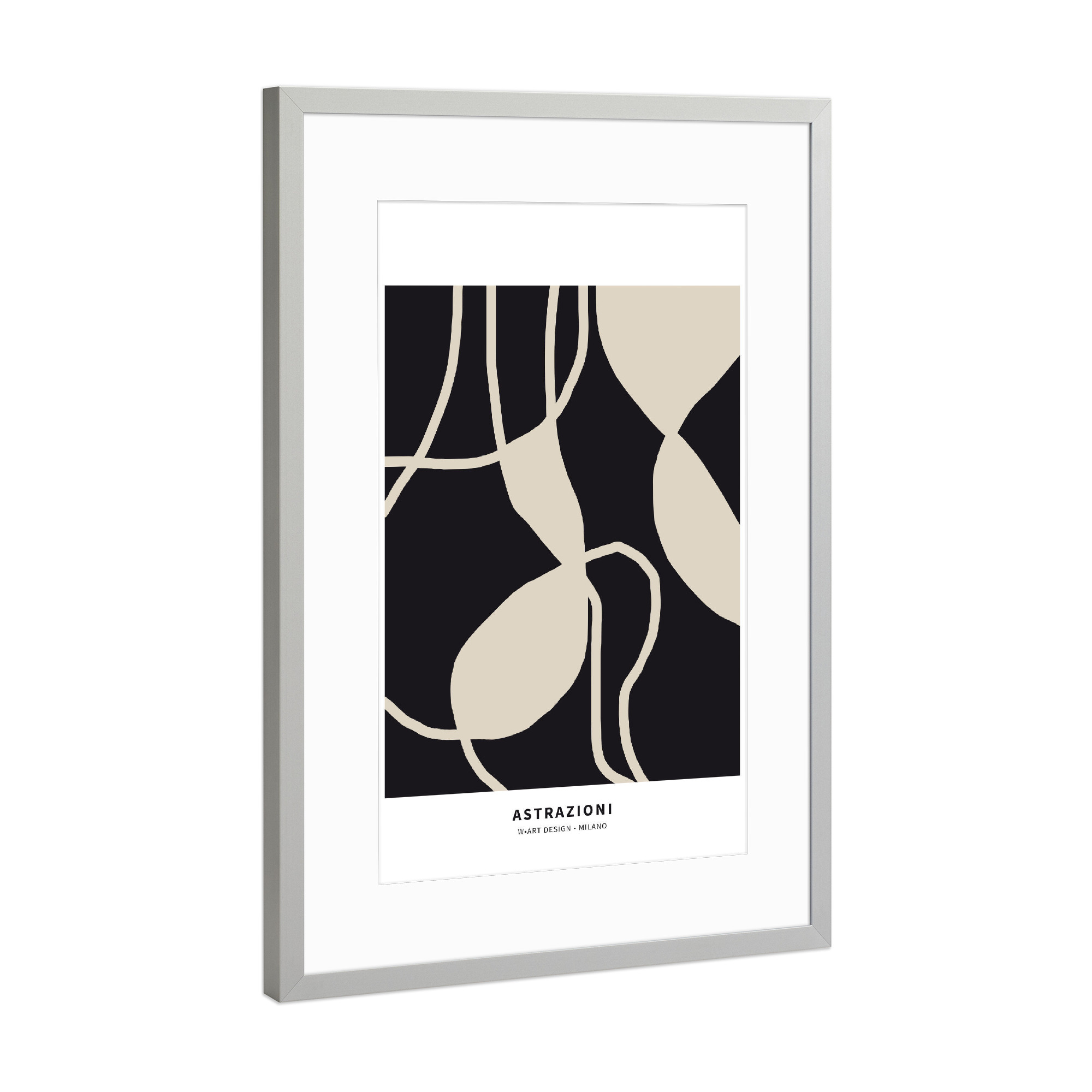Poster mit Rahmen Silber "BLACK ABSTRACTION OF LINES" artboxONE - Abstrakt