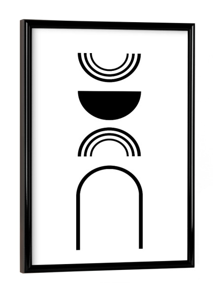 Poster mit schwarzem Rahmen "Balance out" artboxONE - Abstrakt,Schwarzweiß,Geometrie