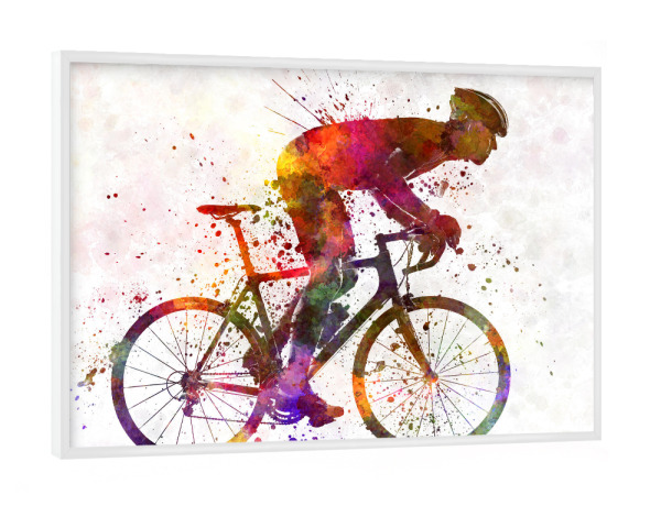 Poster mit weißem Rahmen "Cyclist road bike, man" artboxONE - Sport