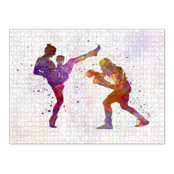 Puzzle Ravensburger "Woman boxer boxing man kickboxing" artboxONE - Sport