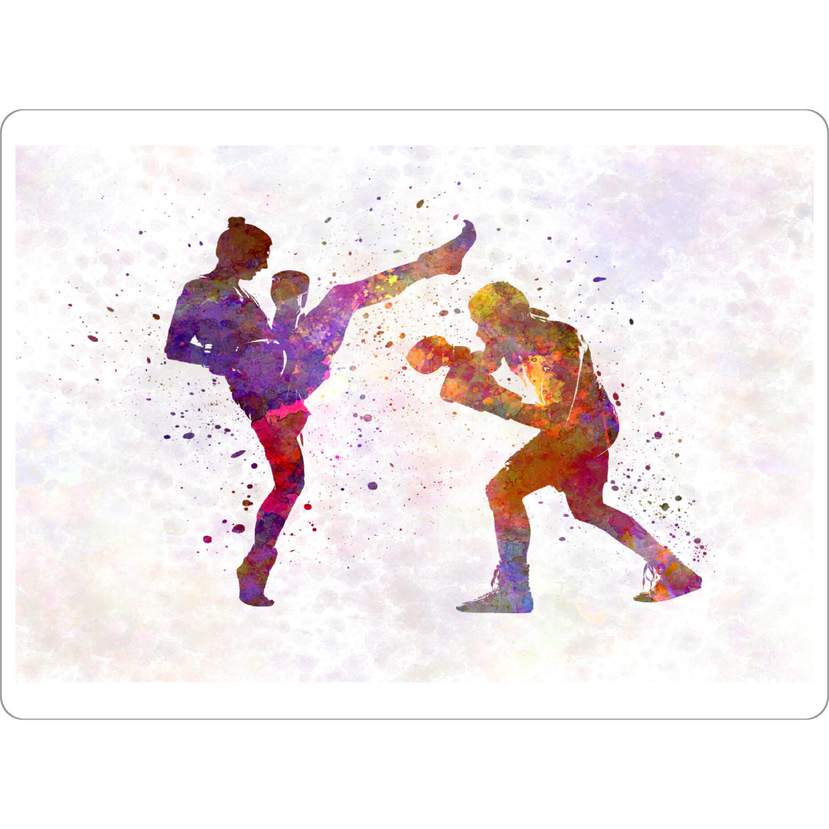 Tischset "Woman boxer boxing man kickboxing" artboxONE - Sport - Sport,Sports,Color,Illustration,Boxing,Boxer,Quadrilateral,Fight,Combat,Kickboxing