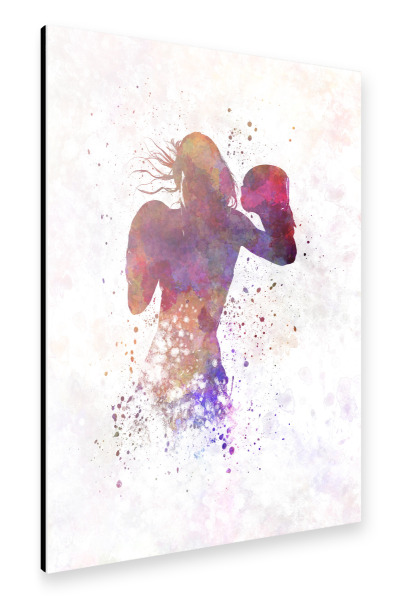 Alu-Dibond "Woman boxer boxing kickboxing-b" 30x20 cm artboxONE