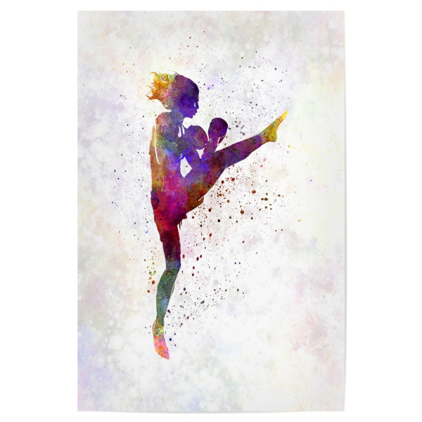 Poster 30x20 cm "Woman boxer boxing kickboxing" artboxONE - Sport - Sport,Sports,Color,Illustration,Boxing,Boxer,Quadrilateral,Fight,Combat,Kickboxing