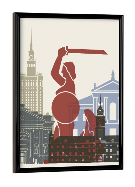 Poster mit schwarzem Rahmen "Warsaw skyline" artboxONE - Städte,Architektur
