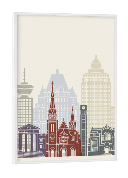 Poster mit weißem Rahmen "Vancouver V2 skyline" artboxONE - Städte,Architektur