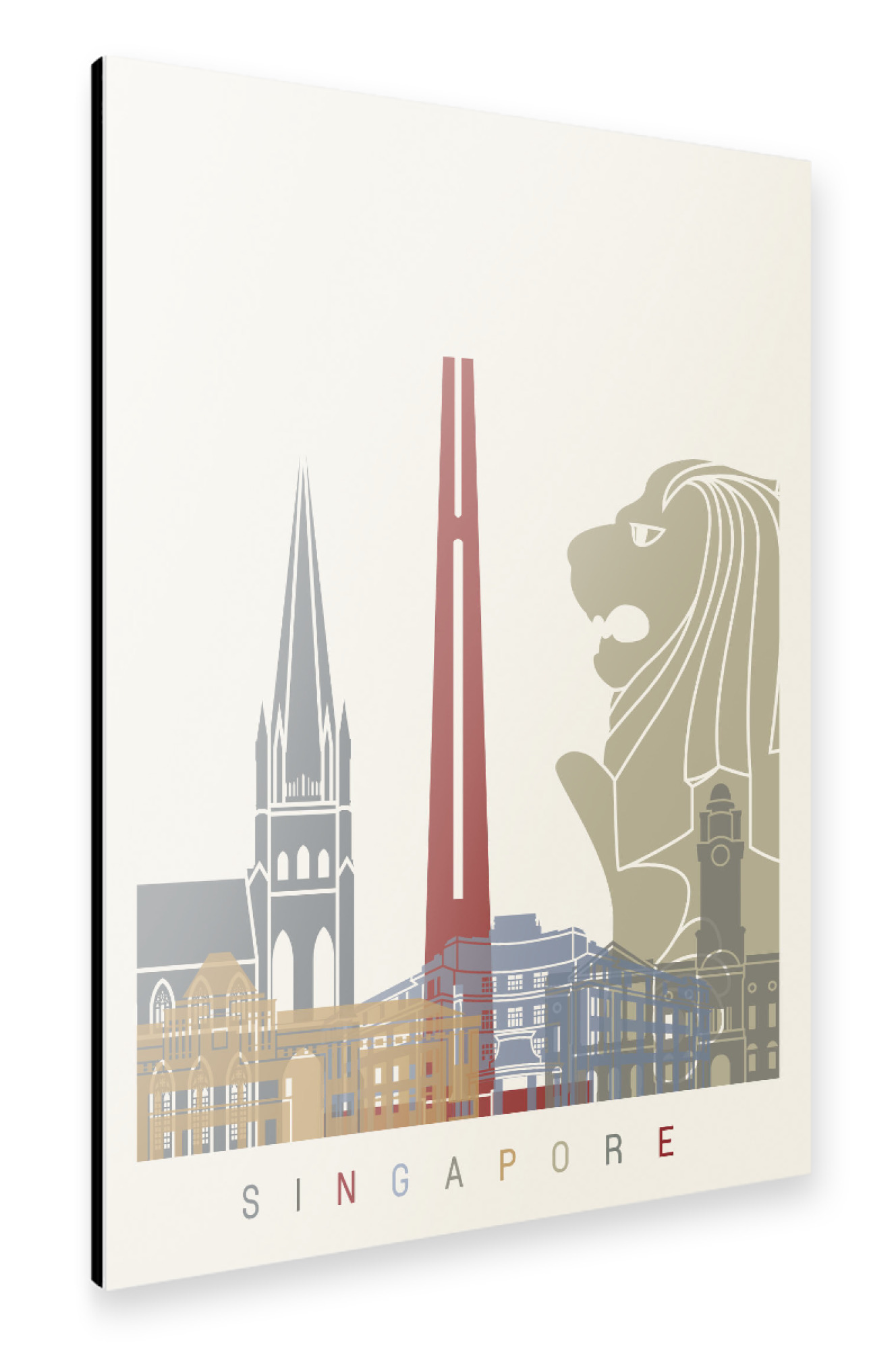 Alu-Dibond "Singapore skyline-a" 30x20 cm artboxONE
