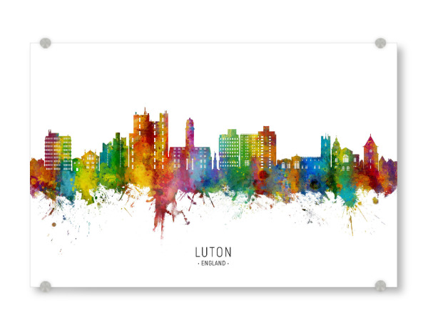 Acrylglasbild "Luton England Skyline txt" artboxONE - Städte,Architektur