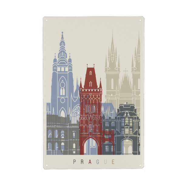 Holzbild "Prague skyline-b" artboxONE - Städte,Architektur