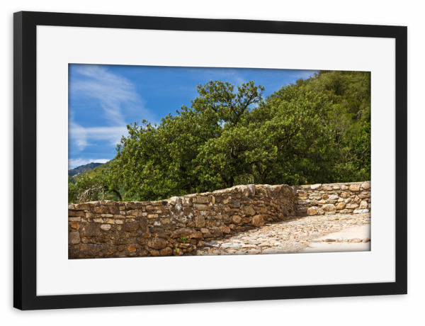 Poster mit Rahmen schwarz "Steinmauer in Südfrankreich" artboxONE - Natur,Reise,Reise / Länder