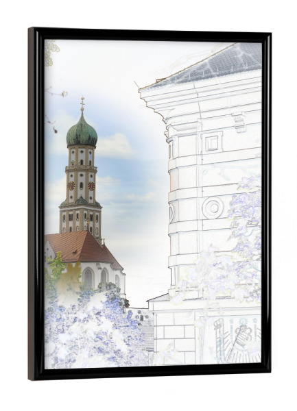 Poster mit schwarzem Rahmen "Augsburg - Ulrichskirche" artboxONE - Architektur