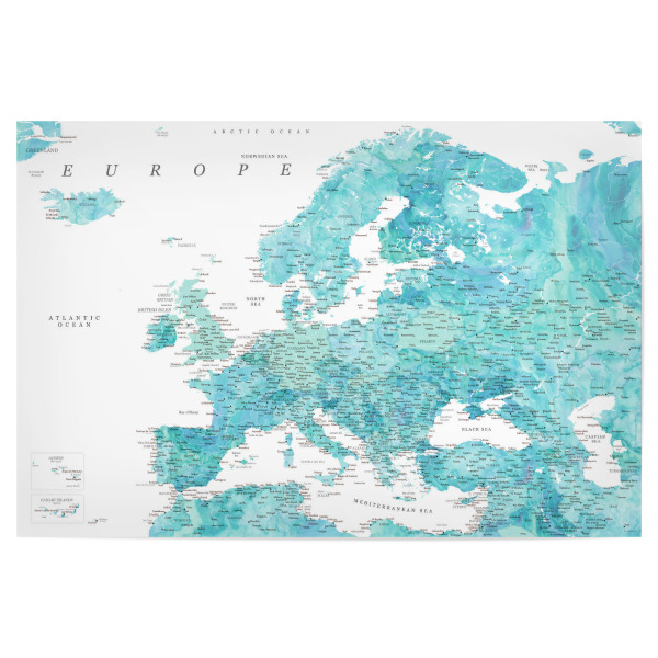 Poster "Detailed map of Europe, Maizah" artboxONE - Reise,Kartografie