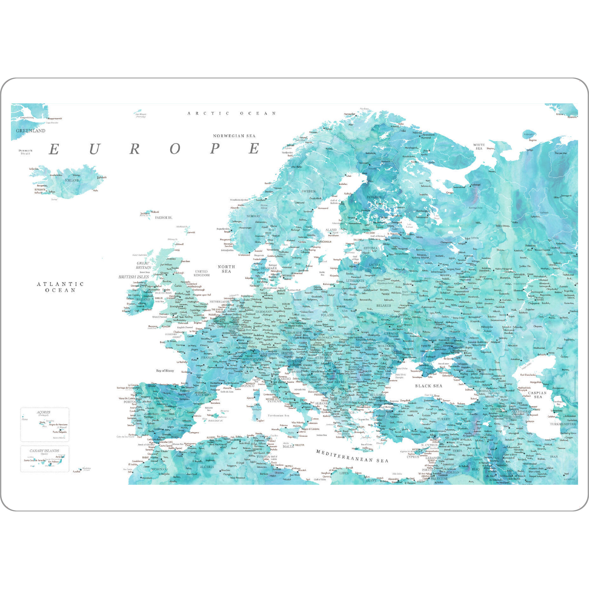 Tischset "Detailed map of Europe, Maizah" artboxONE - Reise,Kartografie