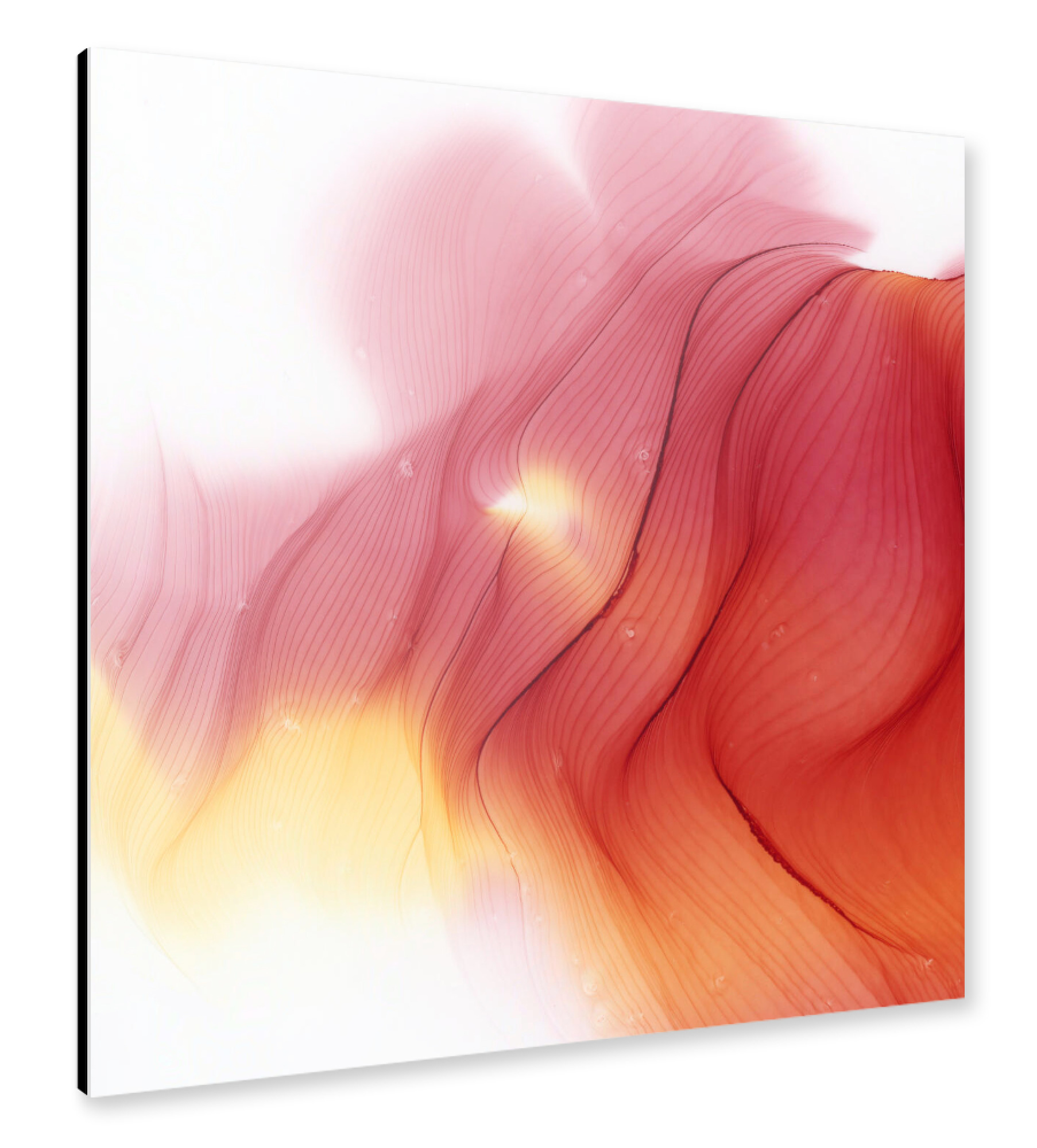Alu-Dibond "Abstract - Red and Golden" 30x30 cm artboxONE