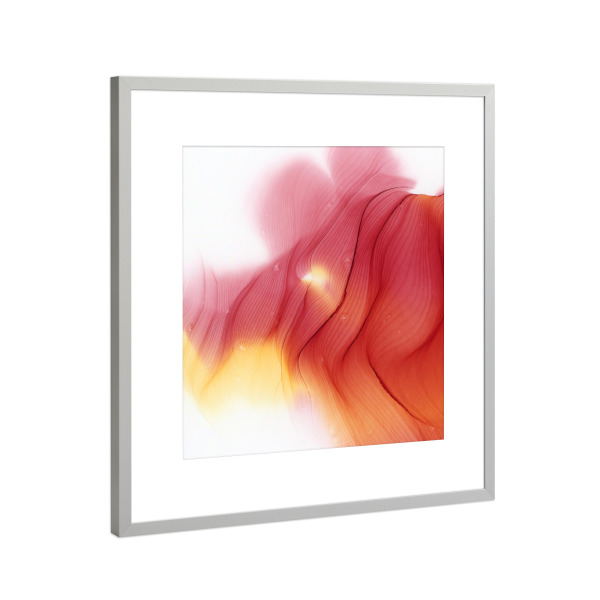 Poster mit Rahmen Silber "Abstract - Red and Golden" artboxONE - Abstrakt